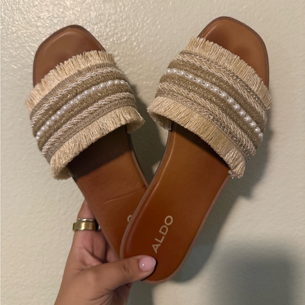Aldo Slide Sandals in Gold